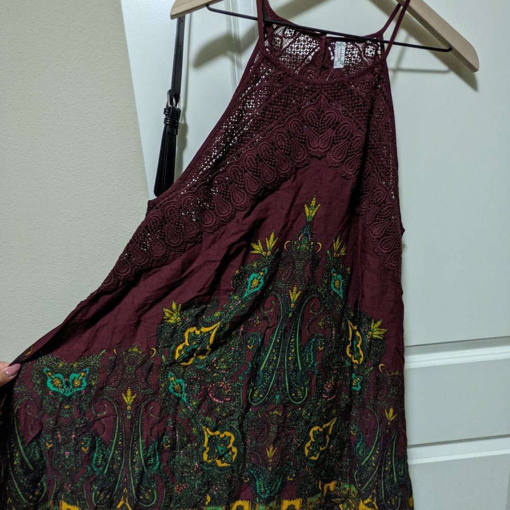 Free People Maroon Bohemian Lace Dress